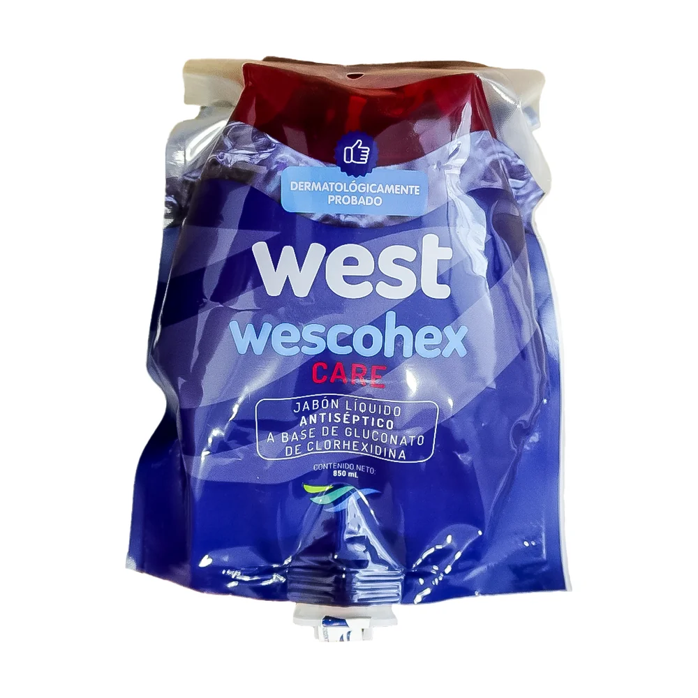 Bolsa de Wescohex Care jabón antiséptico con gluconato de clorhexidina al 4% de West Química