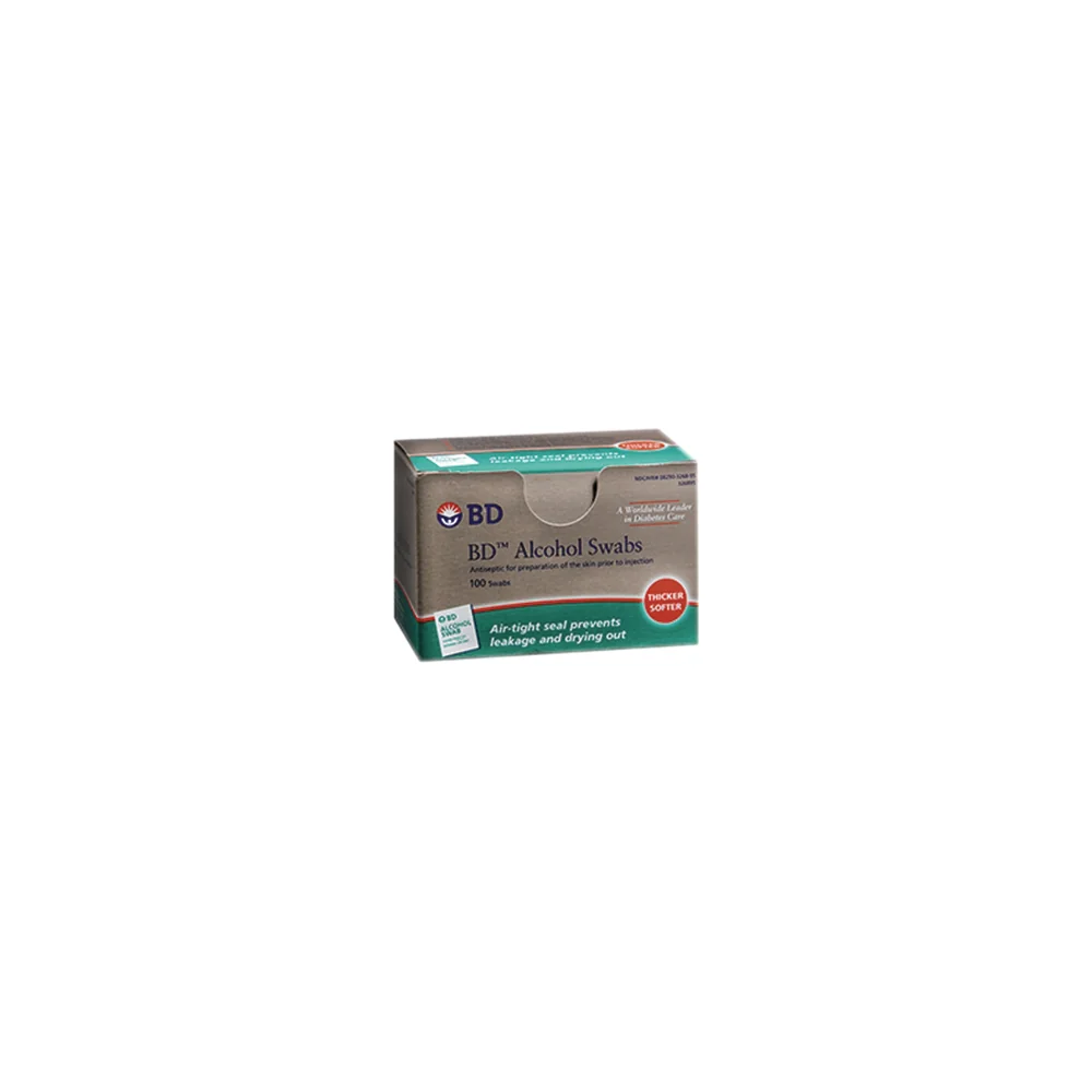 Caja de 100 toallitas de alcohol isopropílico BD Alcohol Swabs en sobres individuales