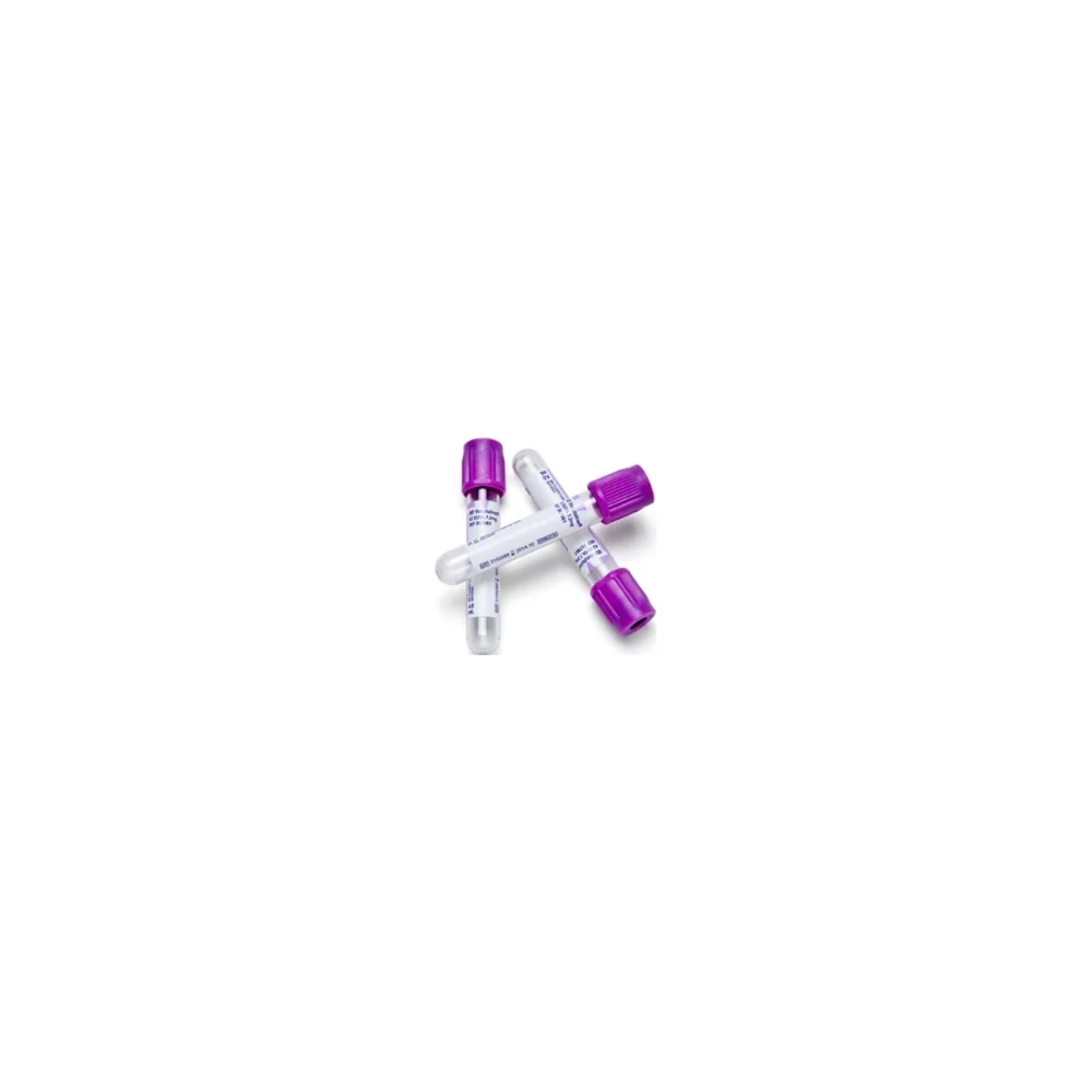 Tubo BD Vacutainer tapa lila con K2 EDTA para cuadro hemático y hematología