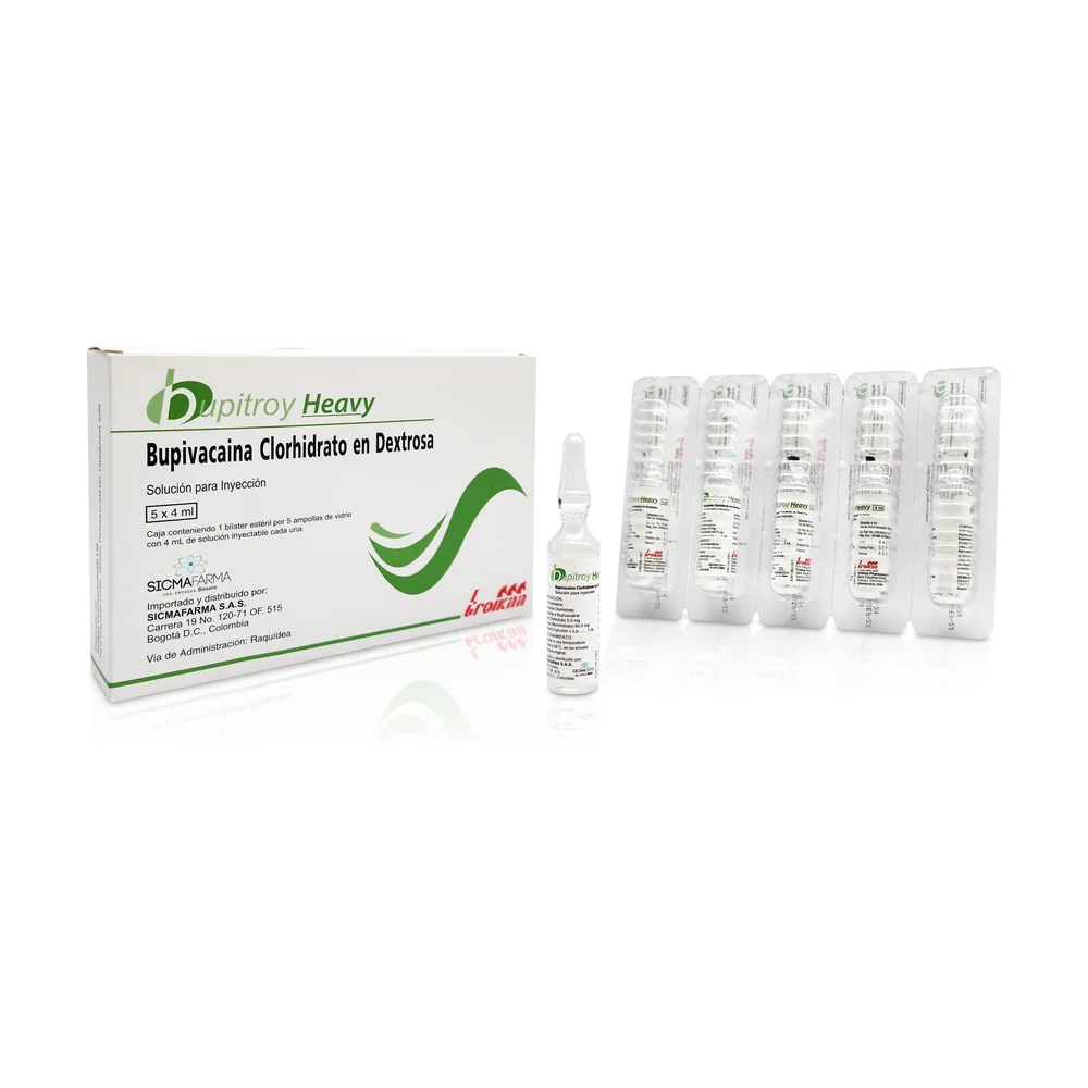 Ampollas de Bupitroy Heavy bupivacaína hiperbárica 5 mg/ml Sicmafarma
