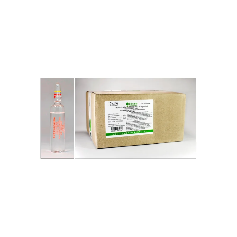 Ampolla de bupivacaína 0,5% simple 50 mg/10 ml solución inyectable Sicmafarma