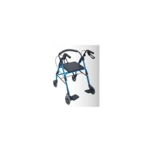 Caminador rollator plegable de aluminio azul con silla y canasta Impocor FS965LH-1