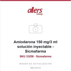 Caja por 5 ampollas de amiodarona 150 mg/3 ml solución inyectable Sicmafarma