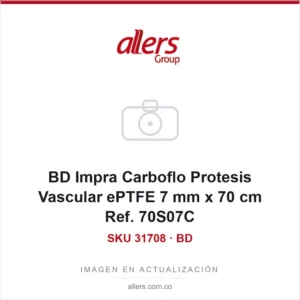 Prótesis vascular recta BD Impra Carboflo de ePTFE, 7 mm por 70 cm