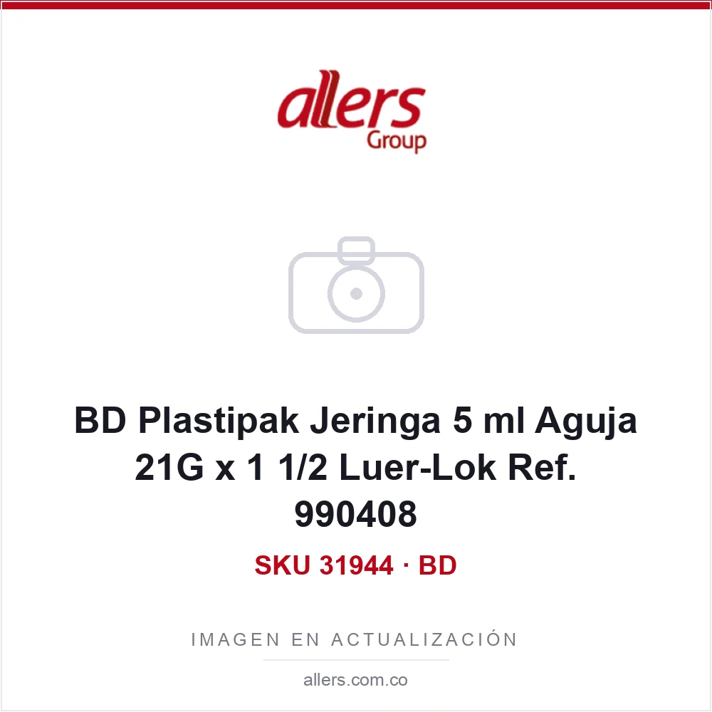 Jeringa BD Plastipak de 5 ml Luer-Lok con aguja 21G x 1 1/2 de pared delgada