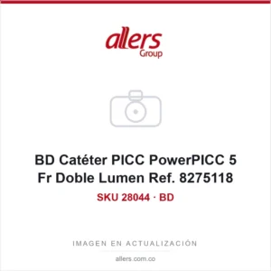 Catéter PICC BD PowerPICC de 5 Fr doble lumen referencia 8275118 en bandeja estéril con accesorios de inserción