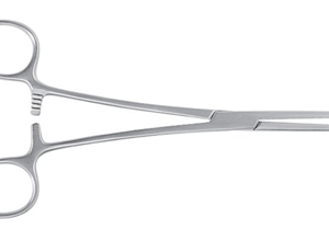 Pinza Kocher-Ochsner Tontarra recta y curva de 14 a 22 cm, referencia 040-350-14 · Kocher-Ochsner recta, dientes 1×2, 14 cm