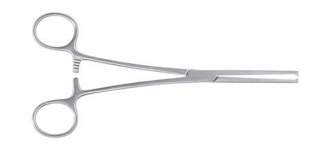 Pinza Kocher-Ochsner Tontarra recta y curva de 14 a 22 cm, referencia 040-350-14 · Kocher-Ochsner recta, dientes 1×2, 14 cm